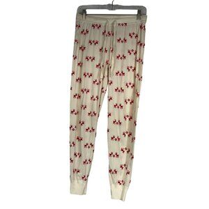 LOVA HANNA - WOMEN'S MEDIUM - WHITE REINDEER PAJAMA BOTTOMS PANTS
